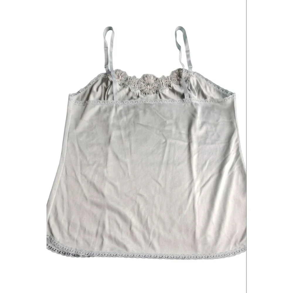 Vintage VANITY FAIR Women's Light Blue Camisole Slip Size 34 Lace‎ Trim USA